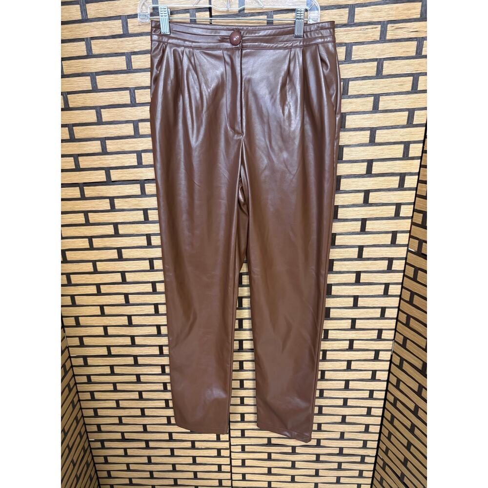 Princess Polly Brown Faux Leather Pants‎ Size 6